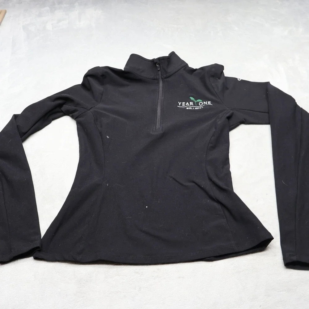 Alo Sweatshirt Womens Small Black 1/4 Zip Pullover Stretch Athletic Gym Yoga LOG